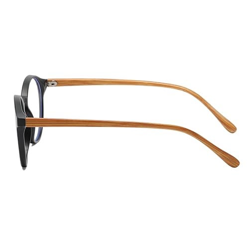 Gleyemor Blue Light Glasses for Men Women, Vintage Round Bluelight Blocking Computer Screen Protection Glasses (Matte Black Frame & Wood-grain Leg) - Image 4