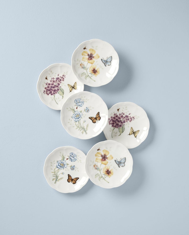 Lenox Dinnerware Set, Butterfly Meadow 6-Piece Tidbit Plate Set, Service For 6, Durable Porcelain Appetizer Plates, Dishwasher And Microwave Safe, Ceramic Plates, Salad Plate (Assorted, 6 Piece) - Image 2