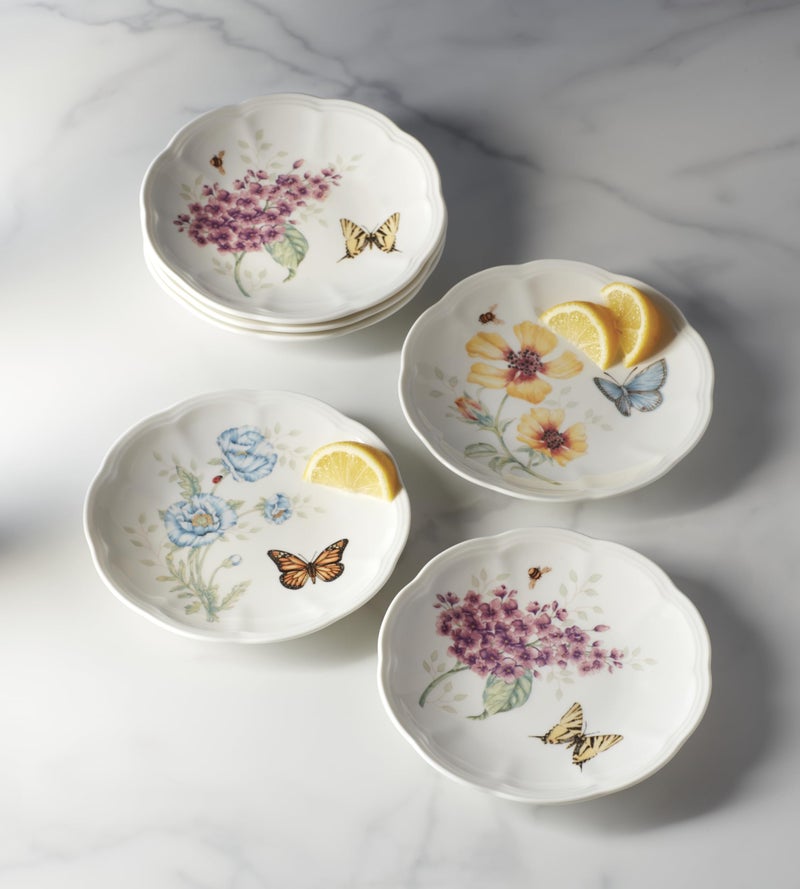 Lenox Dinnerware Set, Butterfly Meadow 6-Piece Tidbit Plate Set, Service For 6, Durable Porcelain Appetizer Plates, Dishwasher And Microwave Safe, Ceramic Plates, Salad Plate (Assorted, 6 Piece) - Image 3