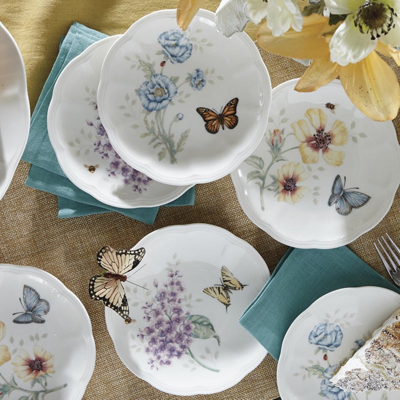 Lenox Dinnerware Set, Butterfly Meadow 6-Piece Tidbit Plate Set, Service For 6, Durable Porcelain Appetizer Plates, Dishwasher And Microwave Safe, Ceramic Plates, Salad Plate (Assorted, 6 Piece) - Image 5