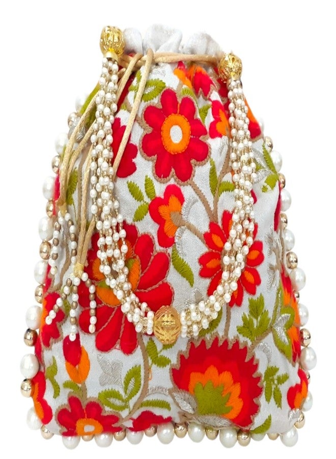 DUCHESS Designer Polti Bag Pearl Handle and Tassel Ethnic Purse Women’s/Girls's Handbag for Party, Casual, Bridal