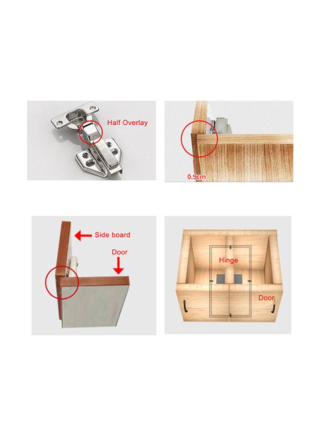 2-Piece Hydraulic Buffer Cabinet Door Hinge Silver 0.175kg - Image 2