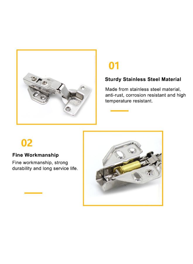 2-Piece Hydraulic Buffer Cabinet Door Hinge Silver 0.175kg - Image 5