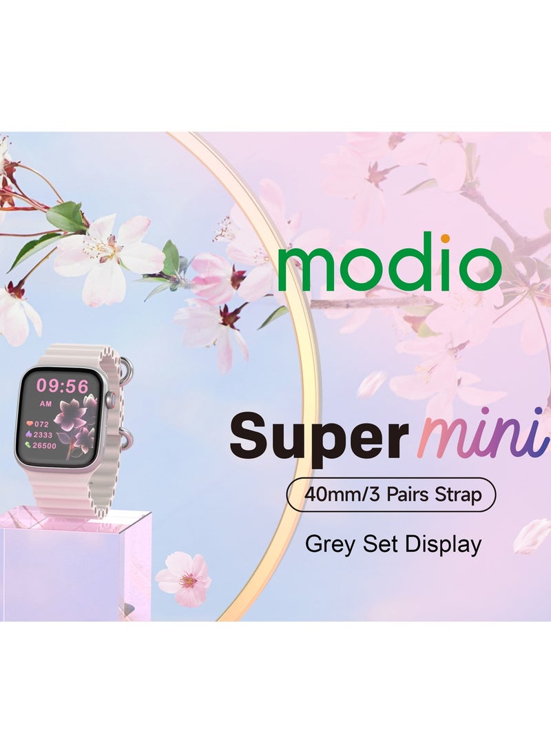 modio Modio Super Mini Ladies Special Smart Watch with Three Set Strap and Wireless Charger Silver  - Image 4