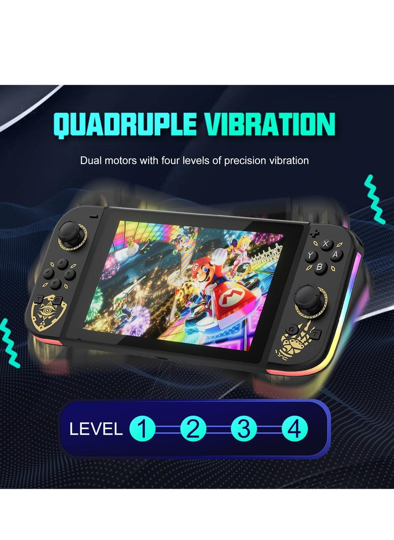 Generic Joycon Controllers for Nintendo Switch, Replacement for Switch Controller with RGB LED, Adjustable Turbo & Vibration, Motion Control/Wake-Up/Screenshot (New Black)  - Image 2