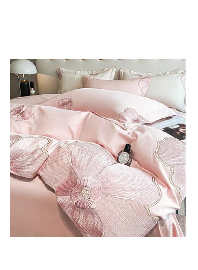 Fitted Sheet Style — French High-End 60 Thread Pure Cotton Embroidered Bedding Four Piece Set - Image 2