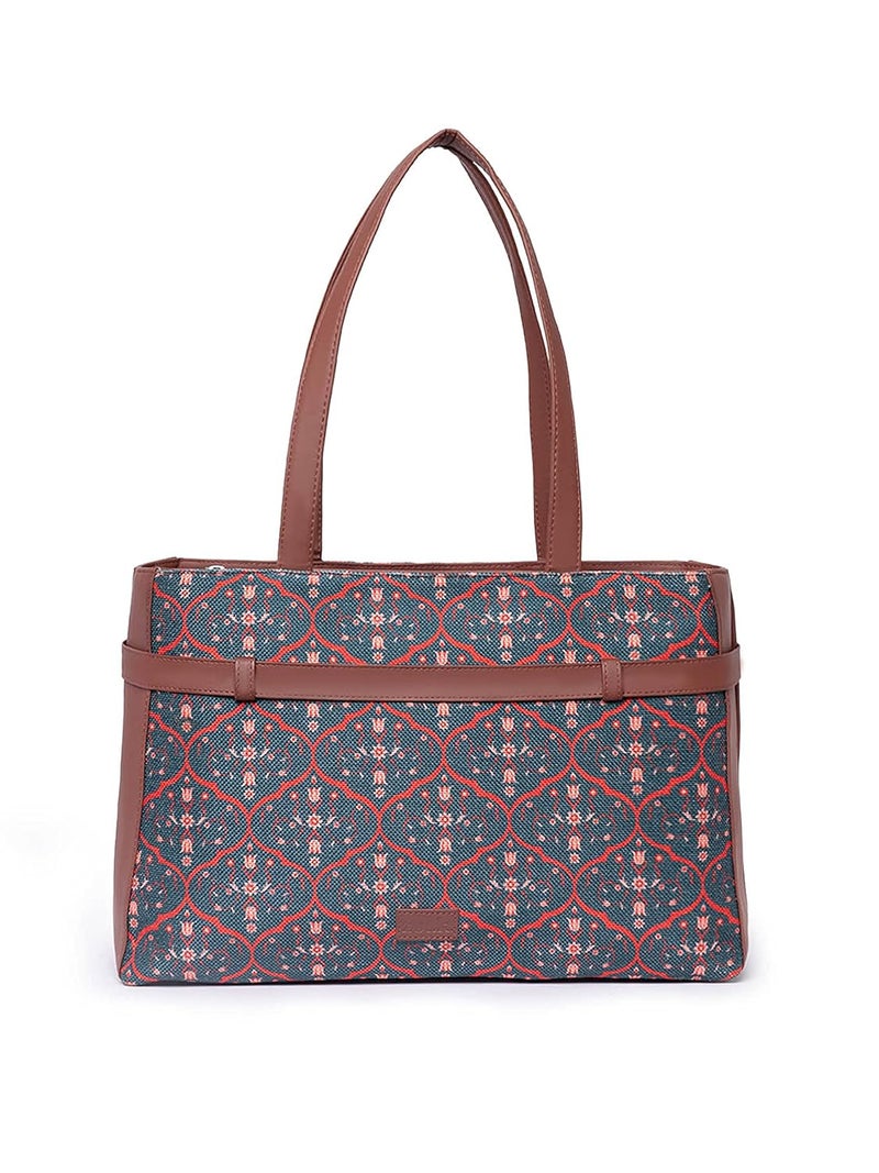 ZOUK Women's Jute Handcrafted Vegan Leather Statement Office Shoulder Bag - Image 1