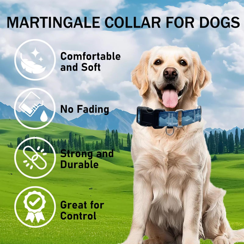 Fidohug Martingale Collar for Dogs with Buckle Dog Collar Adjustable Soft Nylon Boy Dog Collars for Medium Dogs, Blue Sunset - Image 4