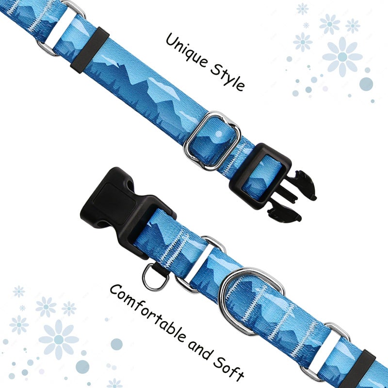 Fidohug Martingale Collar for Dogs with Buckle Dog Collar Adjustable Soft Nylon Boy Dog Collars for Medium Dogs, Blue Sunset - Image 2