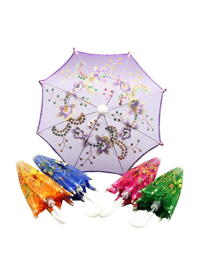 INFISPACE Kid's Fancy Mini Umbrella for Doll House Accessories & Birthday Decor (Random Colors, 22 cm) (Pack of 2) - Image 1