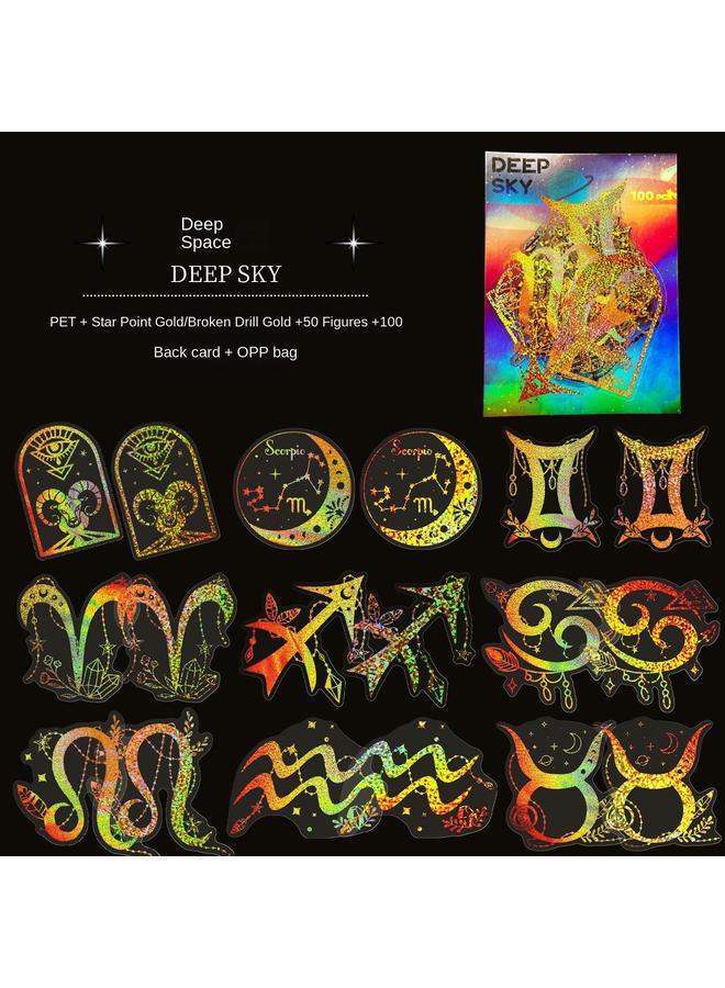 Bluejw Selling 100 Transparent Laser Stickers New PET Creative Diy Retro Laser Hand Account Holographic Stickers - Image 1