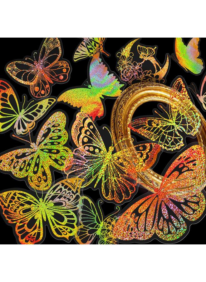 Bluejw Selling 100 Transparent Laser Stickers New PET Creative Diy Retro Laser Hand Account Holographic Stickers - Image 5