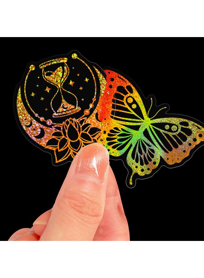 Bluejw Selling 100 Transparent Laser Stickers New PET Creative Diy Retro Laser Hand Account Holographic Stickers - Image 4