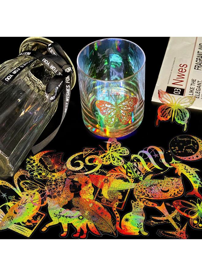 Bluejw Selling 100 Transparent Laser Stickers New PET Creative Diy Retro Laser Hand Account Holographic Stickers - Image 3