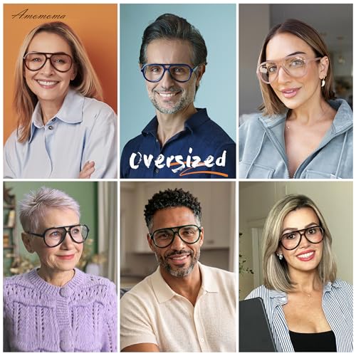 AMOMOMA 3 Pack Retro Oversized Aviator Reading Glasses for Women Men,Classic Large Reader Blue Light Computer Frame AM6111 C1+C2+C9 1.50 - Image 2
