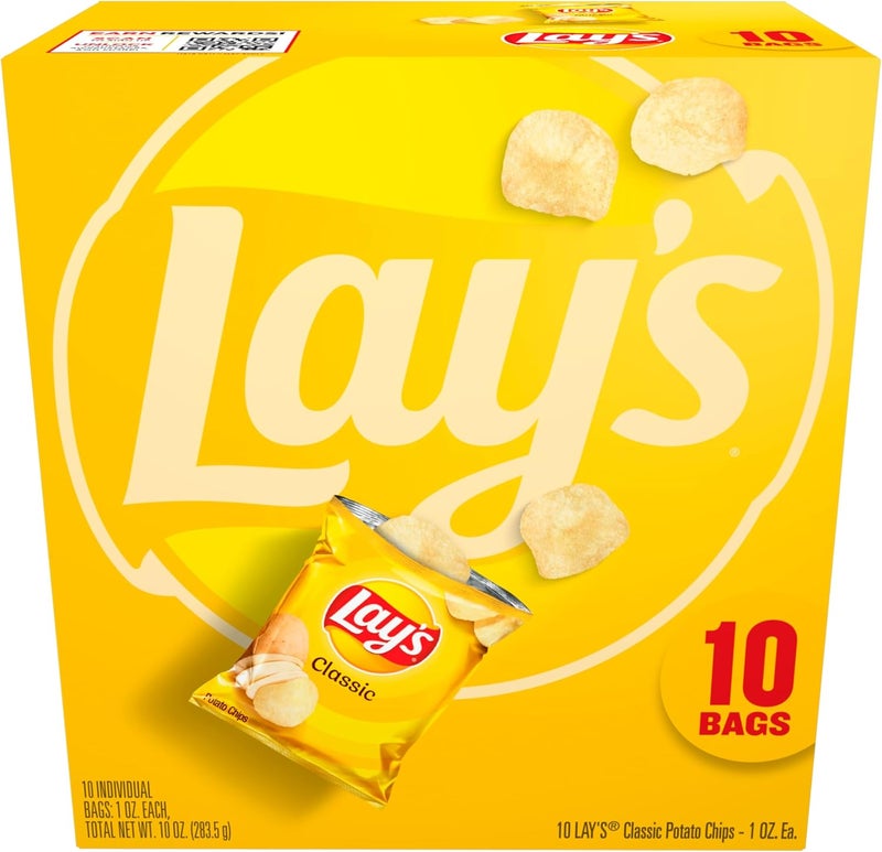 Lay's Classic Potato Chips - 10 Individual 1 Oz Bags - Image 1