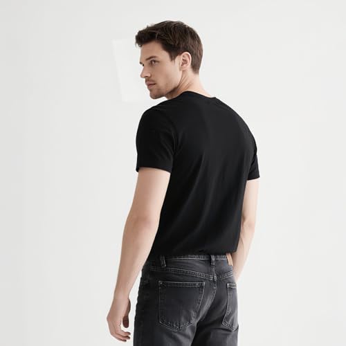 ORJ 2 Pack Black t Shirts for Men,Crew Neck Short Sleeve Men's Undershirt,Plain Black Workout Polyester Blank tee Bulk - Image 3