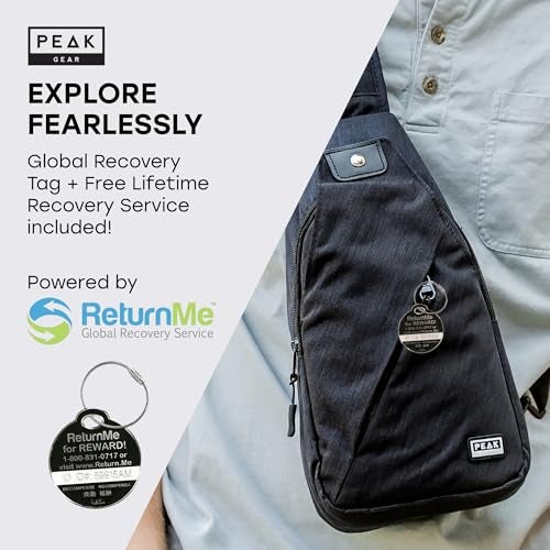 Peak Gear Travel Sling Bag. Compact Crossbody Bag | Lighter and Smaller than a Backpack | Lifetime Lost & Found ID Tag | Black - Image 5