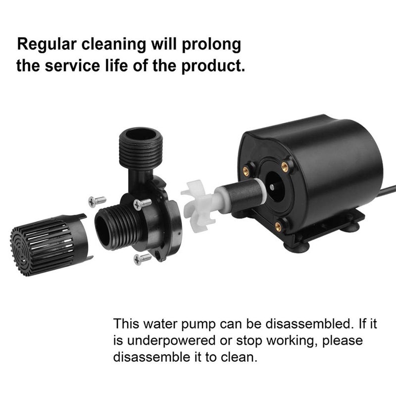 MOUNTAIN_ARK DC 12V Submersible Clear Water Pump, Adjustable Power, 210 GPH Aquarium Fountain Pumps - Image 4