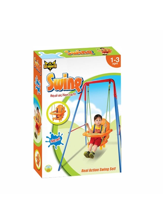 GOLD MANTIS Kids Swing Set with Safety Harness – Toddler Indoor Outdoor Swing Chair with Frame – Adjustable Seat & Rope Height – Baby Swing for Home & Garden Play - Image 4