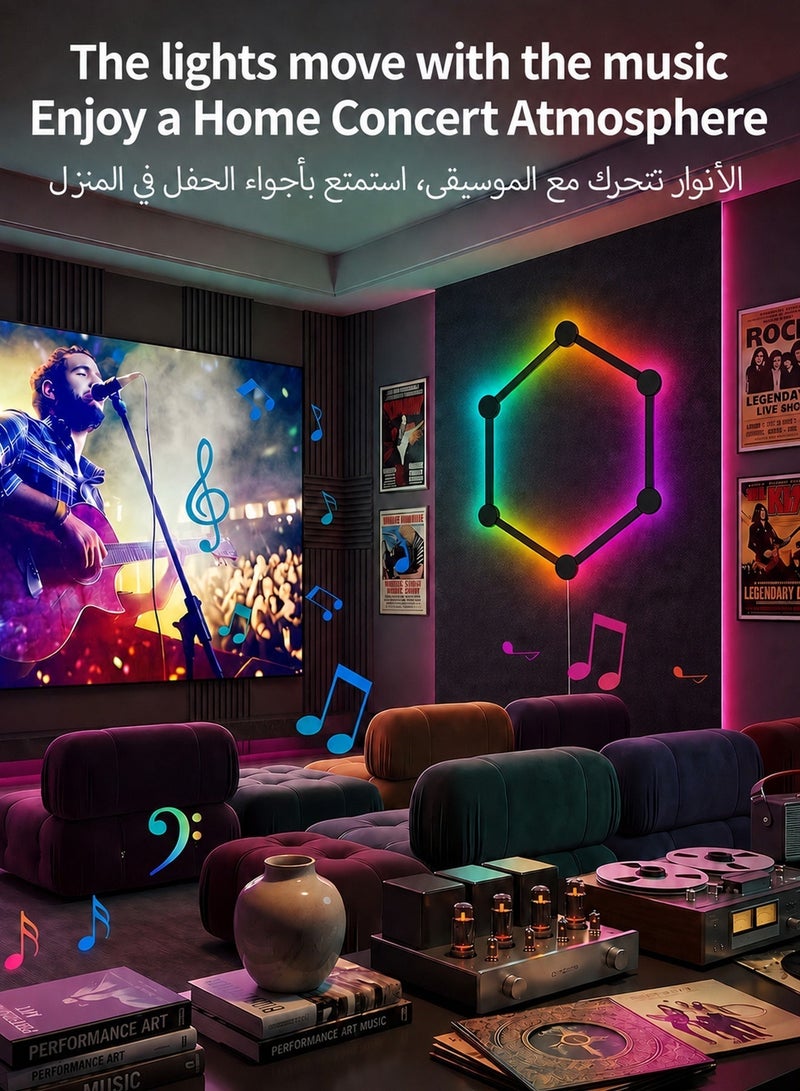خطوط إضاءة جدارية ذكية، أشرطة LED RGB تدعم الواي فاي، أكثر من 16 مليون لون قابل للتعتيم، مزامنة مع الموسيقى، ديكور منزلي قابل للتخصيص لعشاق الألعاب والحفلات والبث المباشر، متوافق مع أليكسا ومساعد جوجل (6 خطوط، لون أسود) - Image 1