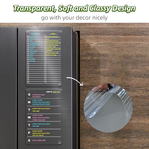 JJPRO Non-Magnetic Clear Weekly Planner & to Do List for Fridge, 8.5"x13" Dry Erase to Do List WhiteBoard,Reuasble Weekly Calendar for Refrigerator,Cabinet,Wall&Glass, All Smooth Surfaces - Image 3