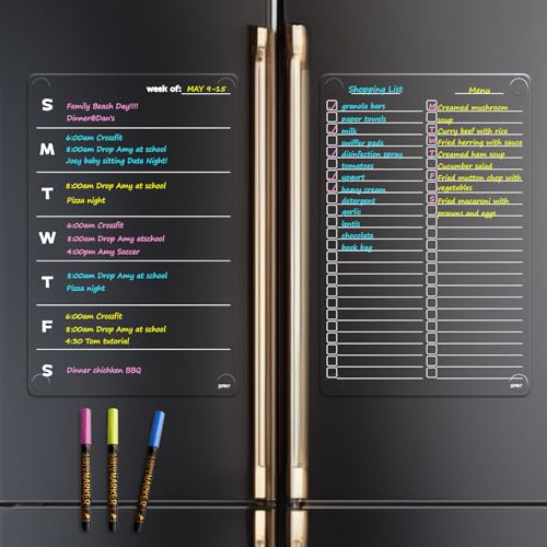 JJPRO Non-Magnetic Clear Weekly Planner & to Do List for Fridge, 8.5"x13" Dry Erase to Do List WhiteBoard,Reuasble Weekly Calendar for Refrigerator,Cabinet,Wall&Glass, All Smooth Surfaces - Image 1