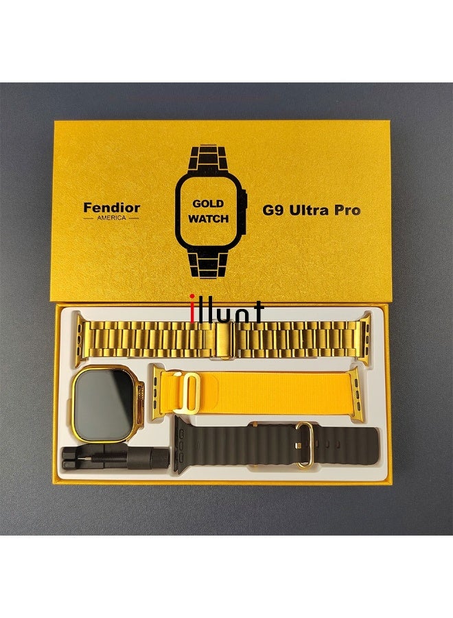 Fendior G9 Ultra Pro Gold Smartwatch Series 9 – NFC, Bluetooth Call, Stainless Steel, Wireless - Image 4