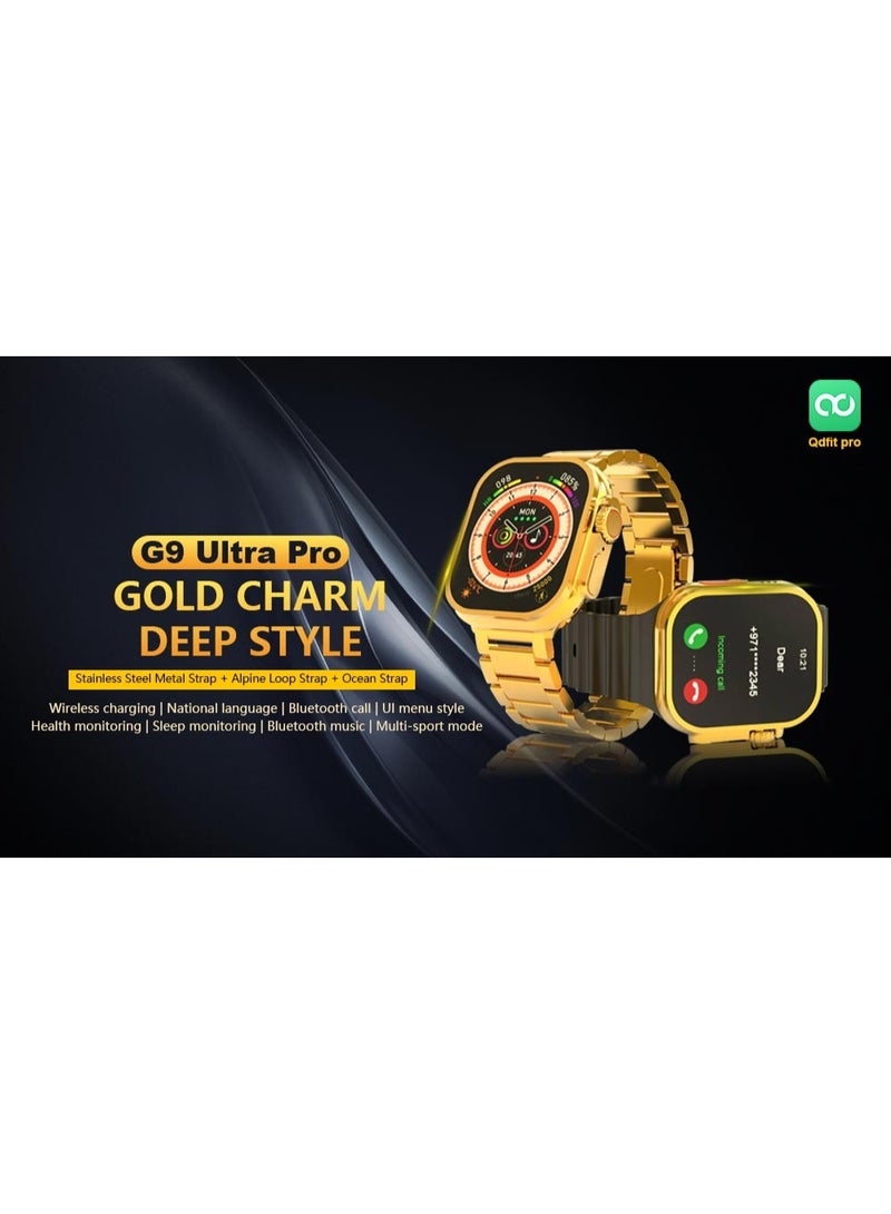 Fendior G9 Ultra Pro Gold Smartwatch Series 9 – NFC, Bluetooth Call, Stainless Steel, Wireless - Image 3