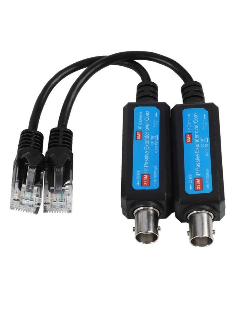 Captaintech 10/100Mbps Network Transmitter, IP Passive Extender Ethernet Over Coax, 1CH Passive IP Network Coaxial Transmitter Receiver Extender for IP NVR Camera(1Pair ) - Image 2