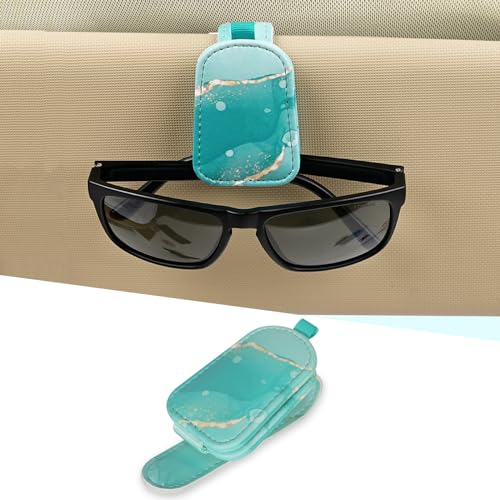 LTOHOE 1 Pack Sunglass Holder for Car Magnetic Leather Sunglasses Holder and Ticket Card Clip Universal for Different Size Glasses Car Visor AccessoriesColorful Painting - Image 1