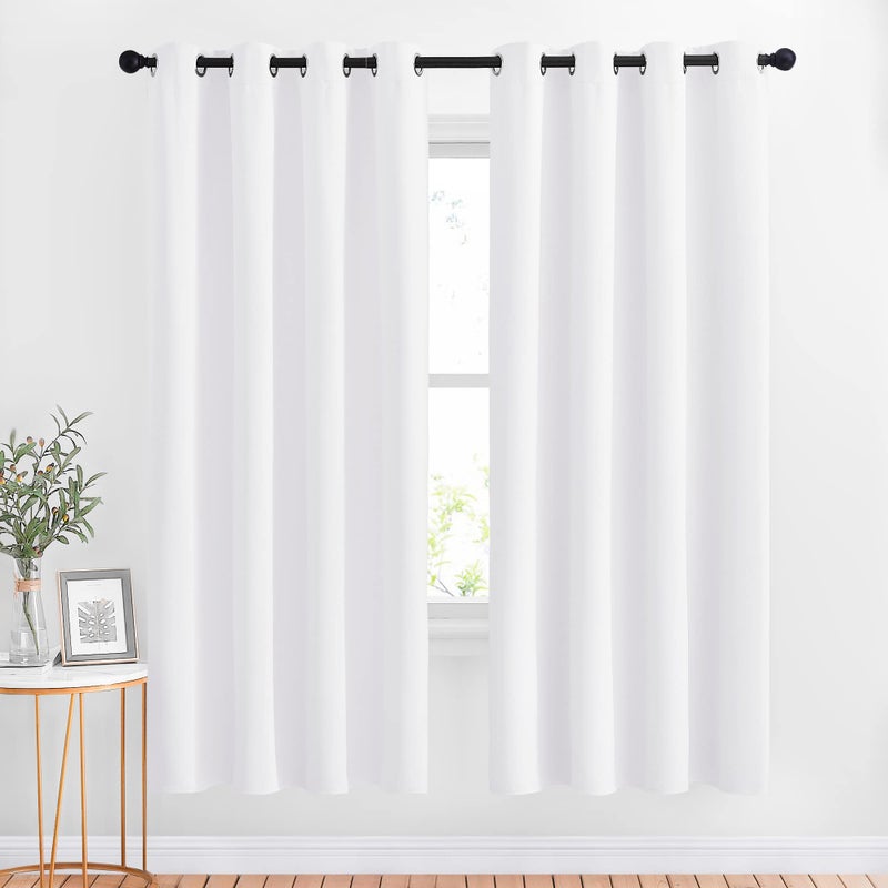 NICETOWN White Room Darkening Draperies and Curtains - Home Fashion Energy Saving Grommet Top Room Darkening Drape Panels for Bedroom (Set of 2 Panels, 52 by 72 Inch, White) - Image 1