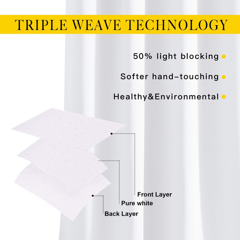 NICETOWN White Room Darkening Draperies and Curtains - Home Fashion Energy Saving Grommet Top Room Darkening Drape Panels for Bedroom (Set of 2 Panels, 52 by 72 Inch, White) - Image 3