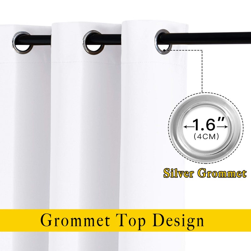 NICETOWN White Room Darkening Draperies and Curtains - Home Fashion Energy Saving Grommet Top Room Darkening Drape Panels for Bedroom (Set of 2 Panels, 52 by 72 Inch, White) - Image 2