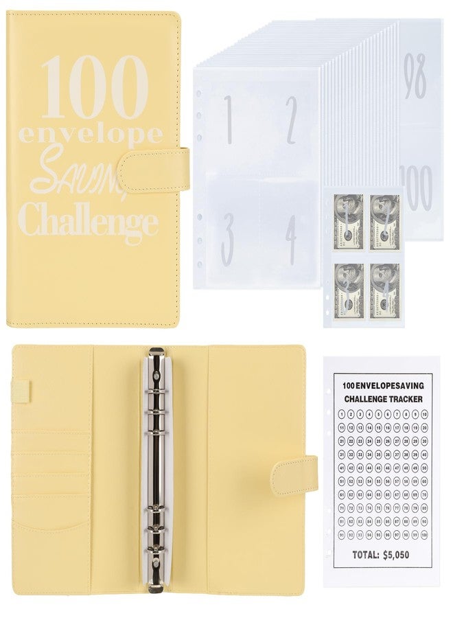 NICOOTH 100 Envelopes Money Saving Challenge Money Saving Binder 100 Envelope Challenge Binder Savings Binder Envelope A5 Savings Challenge Book (A5full Yellow) - Image 1