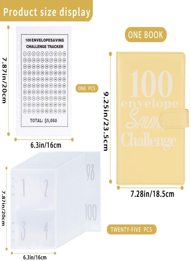 NICOOTH 100 Envelopes Money Saving Challenge Money Saving Binder 100 Envelope Challenge Binder Savings Binder Envelope A5 Savings Challenge Book (A5full Yellow) - Image 2
