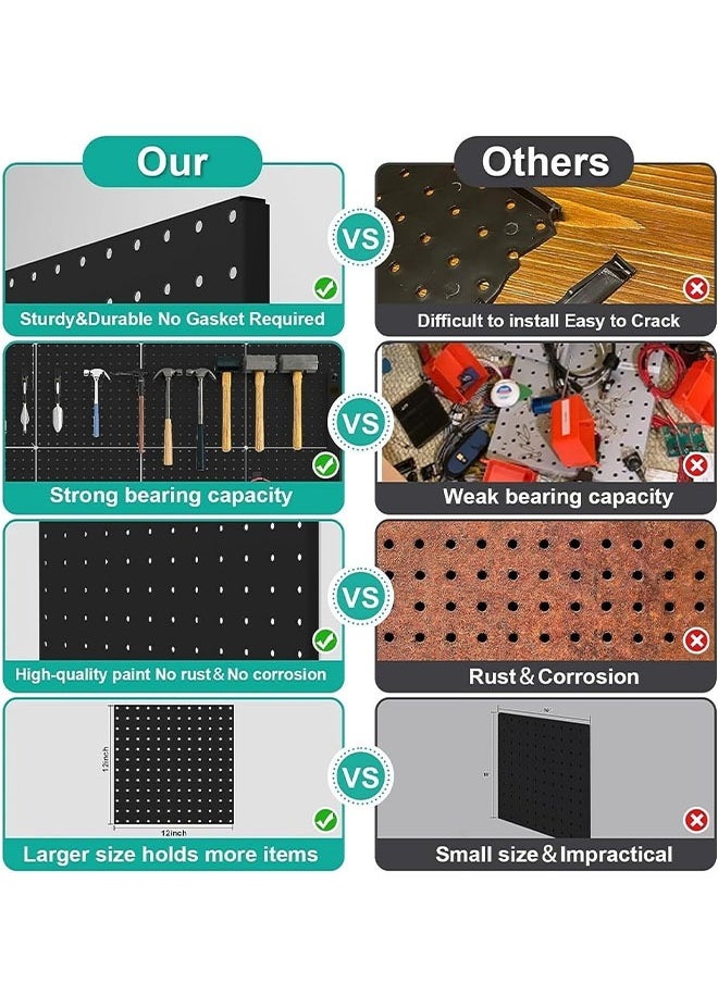 HQ-GAMING - Pegboard Combination Wall Organizer Kit, Wall Mounted Peg Board Organizer with 3 Pegboards & Accessories Hanging, Display Pegboard Panel Kits for for Home, Office (Black) - Image 1