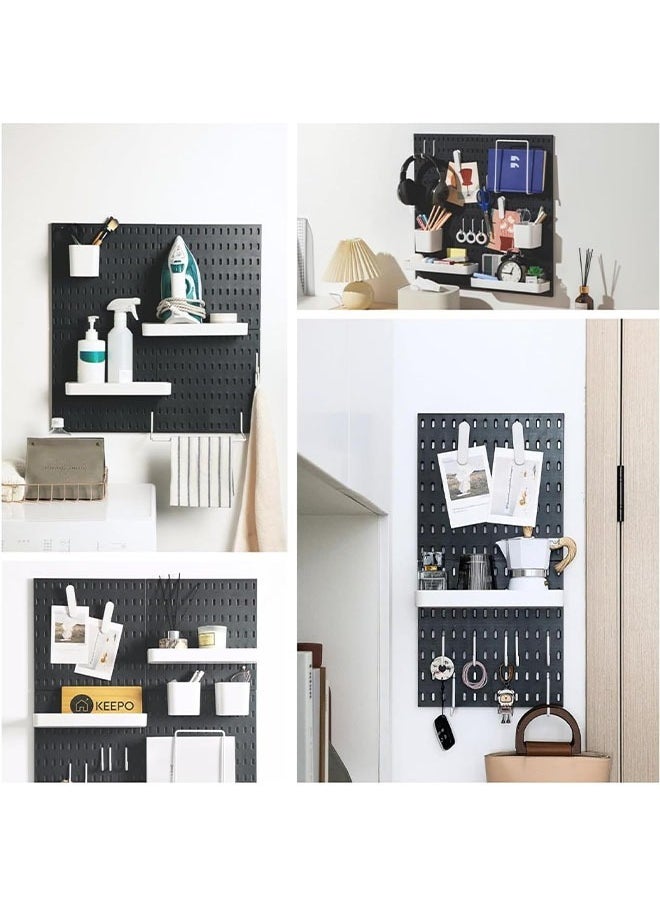 HQ-GAMING - Pegboard Combination Wall Organizer Kit, Wall Mounted Peg Board Organizer with 3 Pegboards & Accessories Hanging, Display Pegboard Panel Kits for for Home, Office (Black) - Image 1