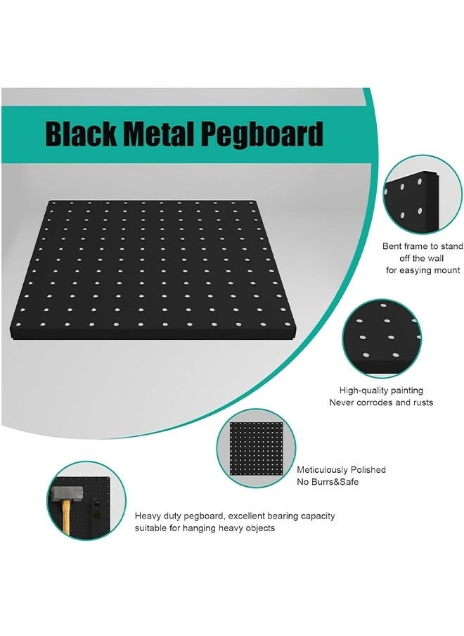 HQ-GAMING - Pegboard Combination Wall Organizer Kit, Wall Mounted Peg Board Organizer with 3 Pegboards & Accessories Hanging, Display Pegboard Panel Kits for for Home, Office (Black) - Image 1