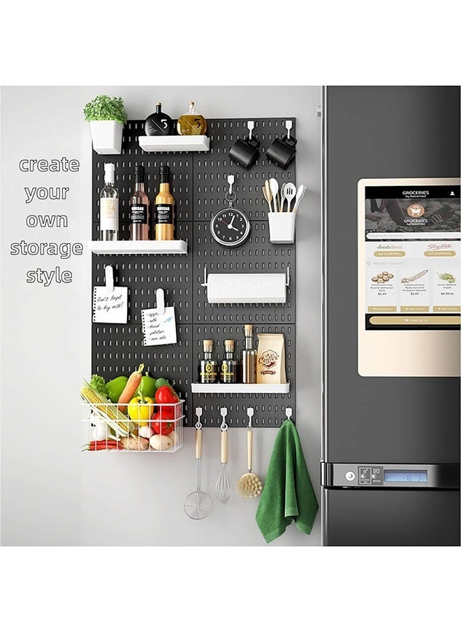HQ-GAMING - Pegboard Combination Wall Organizer Kit, Wall Mounted Peg Board Organizer with 3 Pegboards & Accessories Hanging, Display Pegboard Panel Kits for for Home, Office (Black) - Image 1