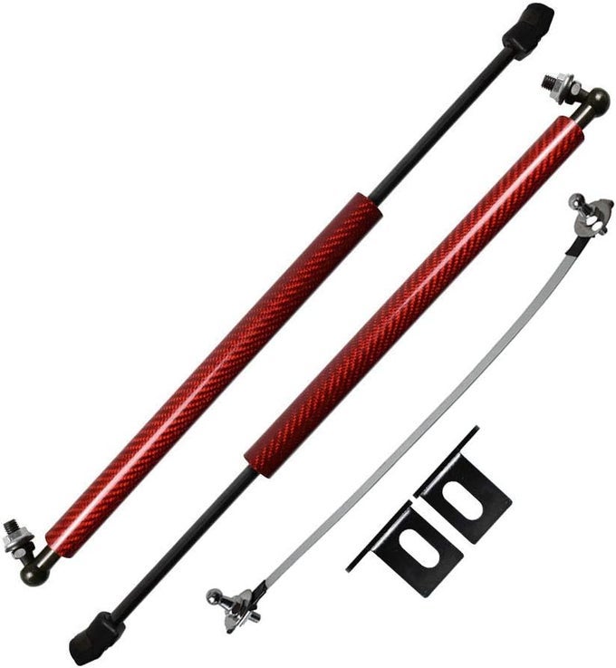 Lift Supports For Mazda 6 Atenza 2012-2020 Front Bonnet Hood Carbon Fiber Gas Charged Shock Dampers (2 Pcs) - Red