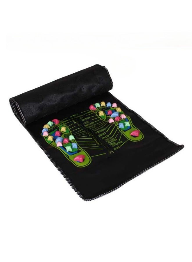 AROAQ سجادة تدليك القدم الحجرية، سجادة تدليك القدم الحجرية البلاستيكية، وسادة تدليك القدم للراحة، (أسود) - Image 3