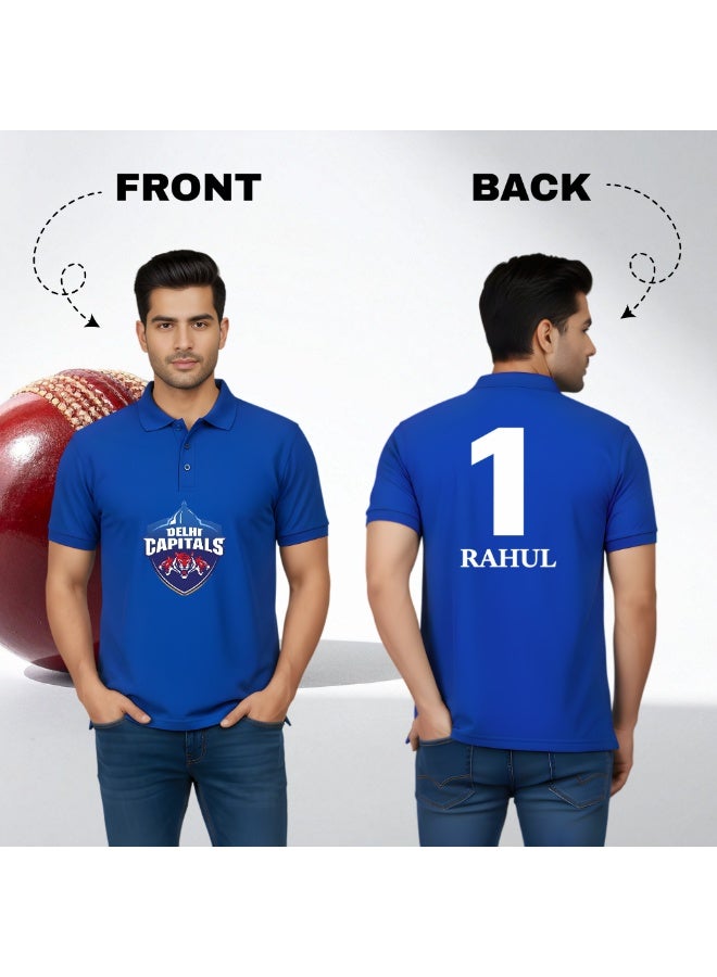 Delhi Capitals Cricket Men's Dry-Fit Polo Neck T-Shirt|DC Tshirt With Cap|Soft&Breathable Sportswear For Cricket Lovers|Wear It For Games - Image 4