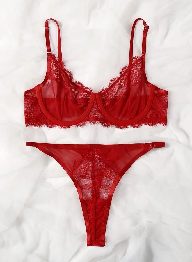 Take Two Non-Padded Lace Bra and Thong Set