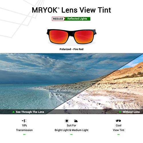 Mryok عدسات استبدال مريوك المستقطبة لنظارات أوكلي فاست جاكت XL OO9156 - أحمر ناري - Image 5