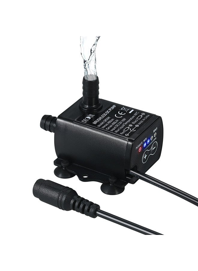 Decdeal Ultra-quiet Mini DC12V 10W 400L/H Lift 400cm Brushless Water Pump 5.5*2.1mm Female Submersible Fountain with Flow Adjustment Function  - Image 1