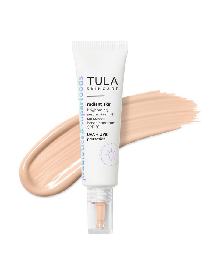 TULA TULA Skin Care Radiant Skin Brightening Serum Skin Tint SPF - Facial Sunscreen Provides Broad Spectrum SPF 30 Protection, Tinted, Serum-Light Formula Brightens and Evens Skin, Shade 01, 1.0 fl oz.  - Image 1