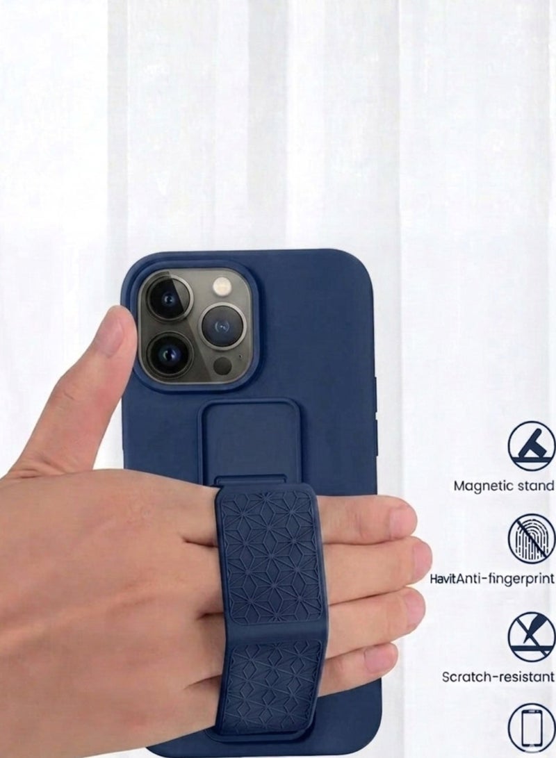 iPhone 13 Pro Silicone Case with Grip Strap & Kickstand Soft Design Cover For iPhone 13 Pro Vertical & Horizontal Stand Full Camera Protection Case For iPhone 13 Pro 6.1-inch - Image 3