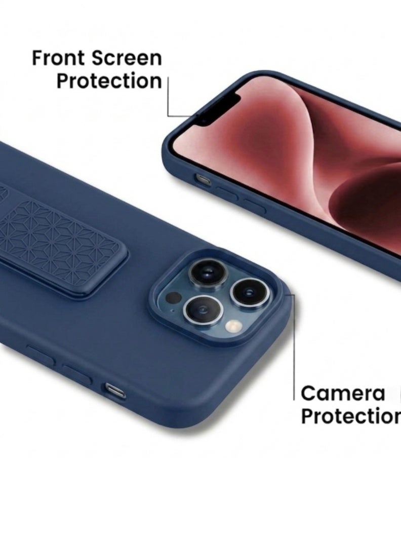 iPhone 13 Pro Silicone Case with Grip Strap & Kickstand Soft Design Cover For iPhone 13 Pro Vertical & Horizontal Stand Full Camera Protection Case For iPhone 13 Pro 6.1-inch - Image 4