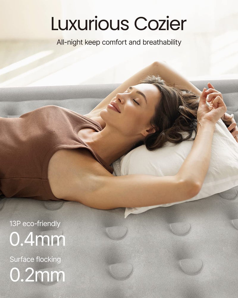 iDOO Air Mattress Full with Built in Pump, 18" Raised Comfort Blow up Mattress, Inflatable Mattress for Guests & Home, Air Bed, colchon inflable, Upgraded Four Chamber Technical Airbed - Image 2